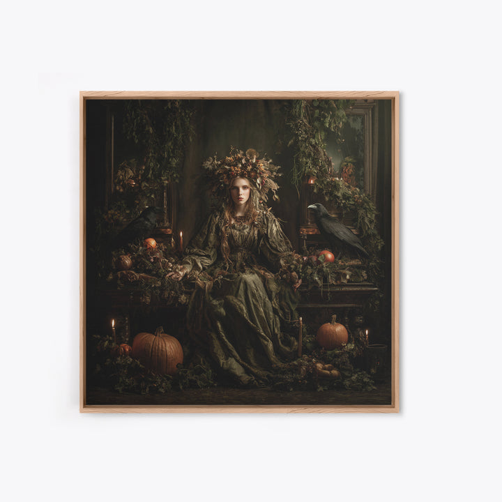 The Personification Of October, Square Wall Art, Macabre Wall Art, Framed Canvas Print, Halloween Wall Decor, Gothic Home Decor