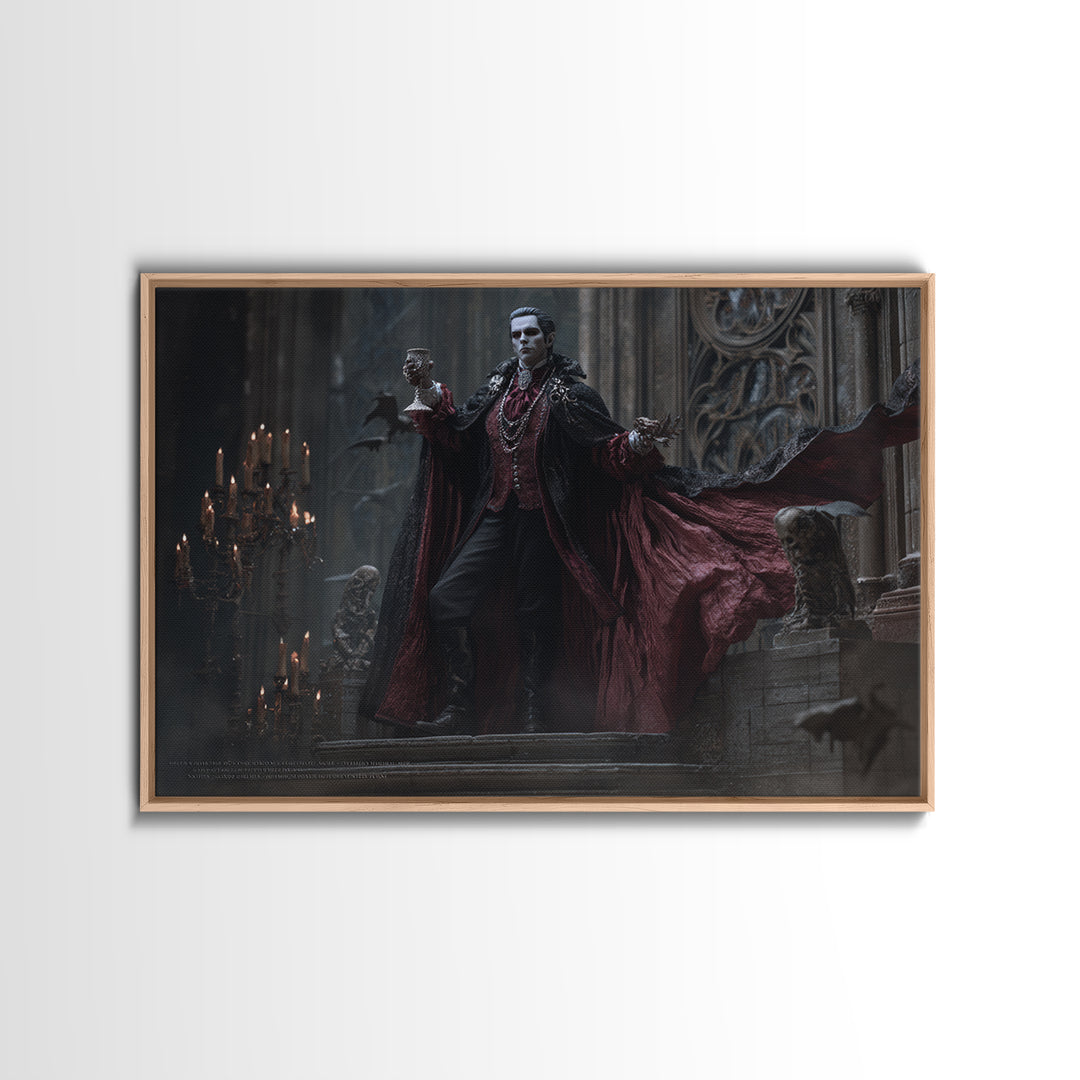 The Crimson Count Of Hollow Keep, Landscape Wall Art, Dark Halloween Decor, Canvas Print, Halloween Wall Decor, Gothic Home Decor