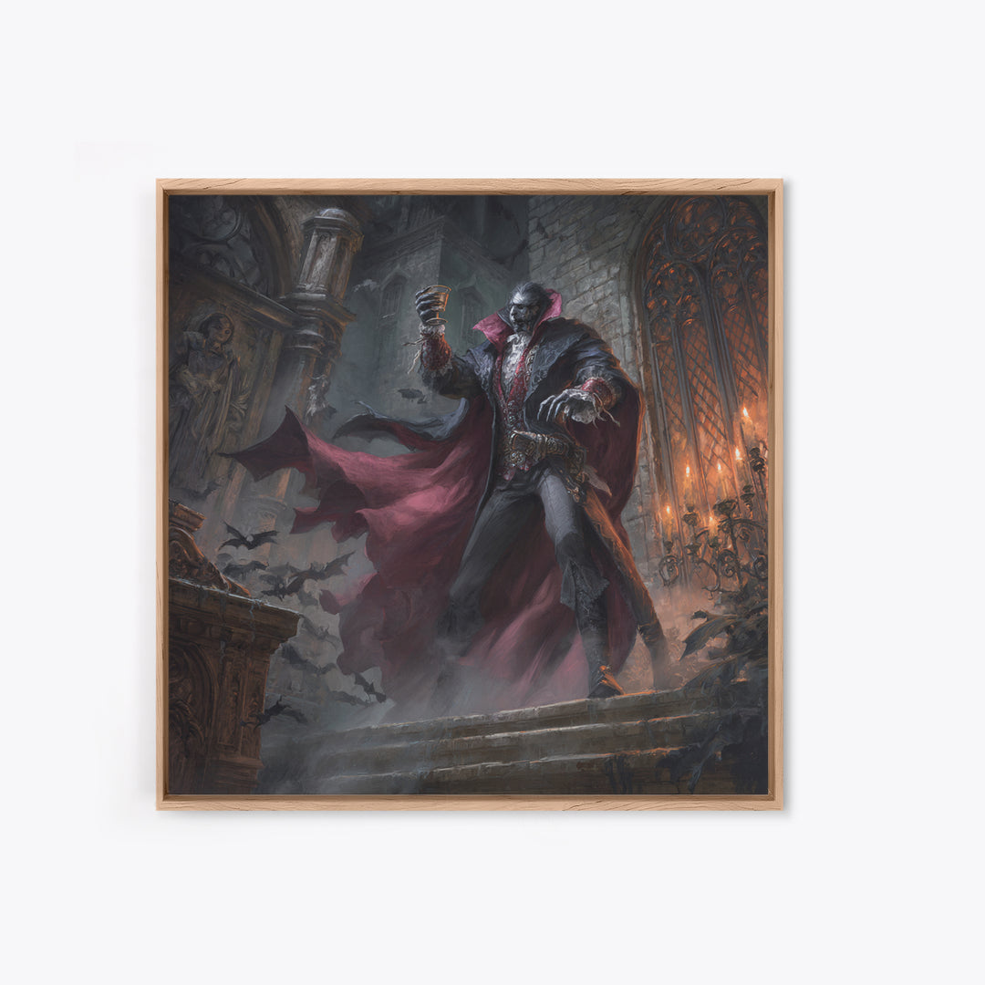 The Crimson Count Of Hollow Keep, Square Wall Art, Macabre Wall Art, Framed Canvas Print, Halloween Wall Decor, Gothic Home Decor