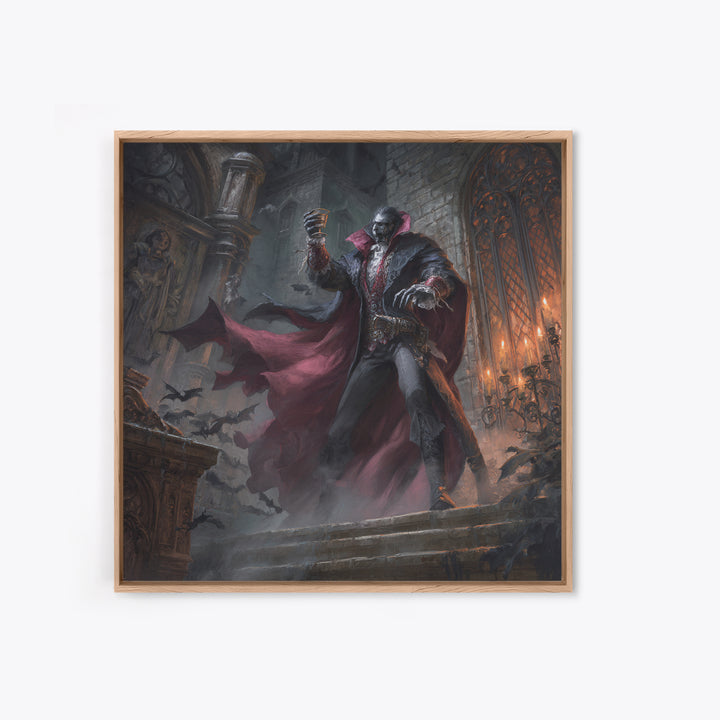 The Crimson Count Of Hollow Keep, Square Wall Art, Macabre Wall Art, Framed Canvas Print, Halloween Wall Decor, Gothic Home Decor