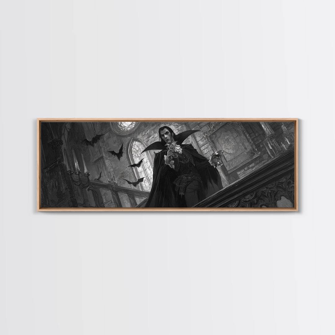 The Crimson Count Of Hollow Keep, Extra Wide Wall Art, Spooky Home Decor, Canvas Print, Halloween Wall Decor, Gothic Home Decor