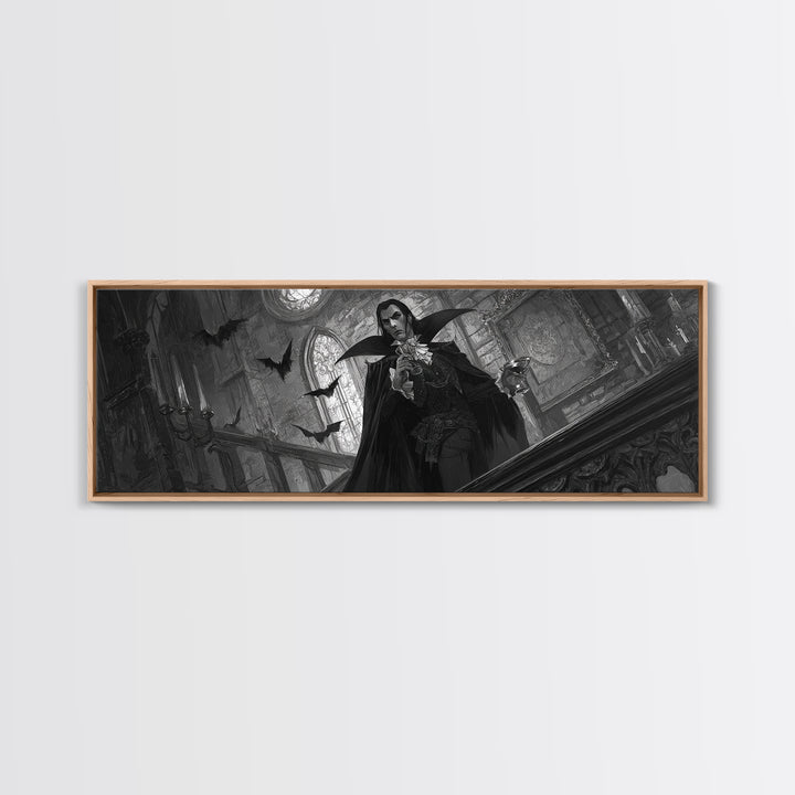 The Crimson Count Of Hollow Keep, Extra Wide Wall Art, Spooky Home Decor, Canvas Print, Halloween Wall Decor, Gothic Home Decor