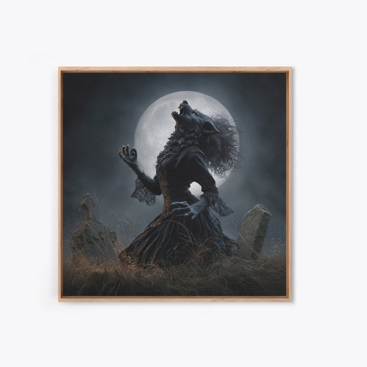 The Widow Wolf Of Briar Moon, Square Wall Art, Gothic Horror Wall Art, Framed Canvas Print, Halloween Wall Decor, Gothic Home Decor