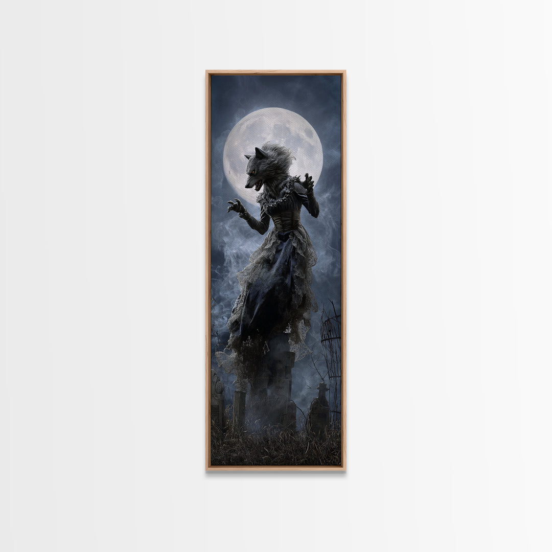 The Widow Wolf Of Briar Moon, Tall Narrow Wall Art, Dark Fantasy Wall Art, Canvas Print, Halloween Wall Decor, Gothic Home Decor