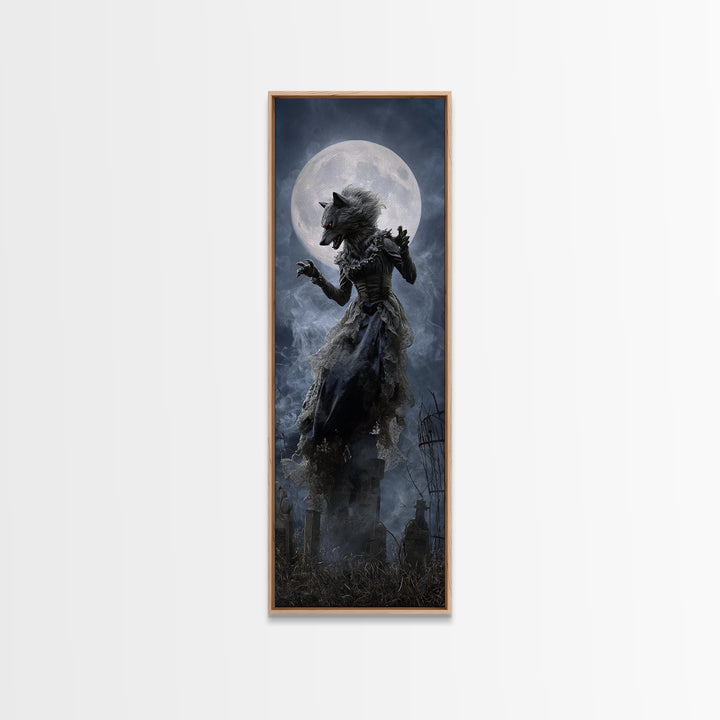 The Widow Wolf Of Briar Moon, Tall Narrow Wall Art, Dark Fantasy Wall Art, Canvas Print, Halloween Wall Decor, Gothic Home Decor