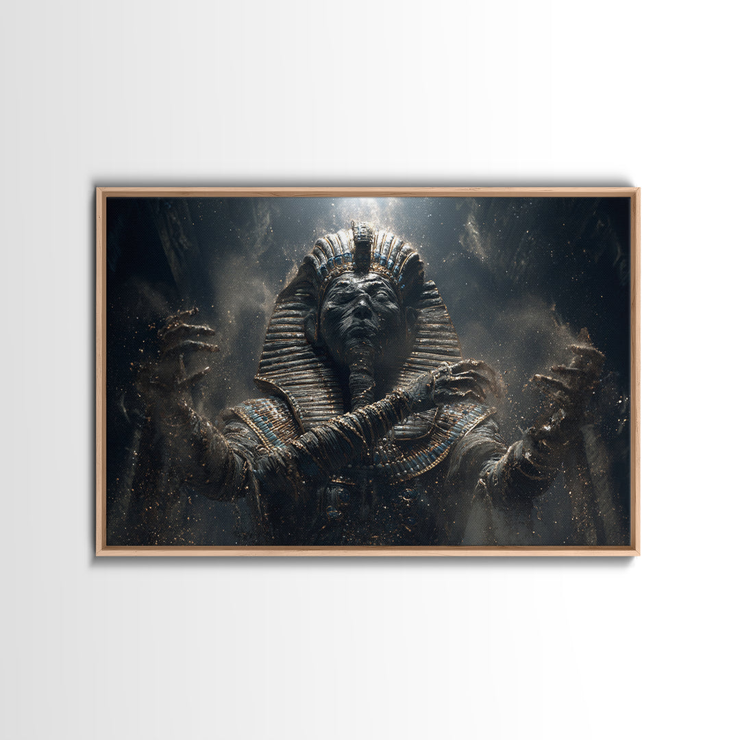 The Pharaoh Of Dustbound Silence, Landscape Wall Art, Macabre Wall Art, Framed Canvas Print, Halloween Wall Decor, Gothic Home Decor