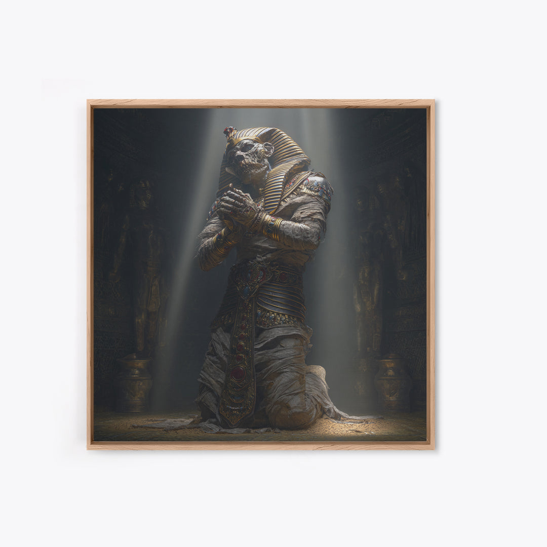 The Pharaoh Of Dustbound Silence, Square Wall Art, Gothic Horror Wall Art, Framed Canvas Print, Halloween Wall Decor, Gothic Home Decor