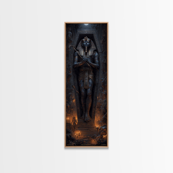 The Pharaoh Of Dustbound Silence, Tall Narrow Wall Art, Spooky Home Decor, Canvas Print, Halloween Wall Decor, Gothic Home Decor