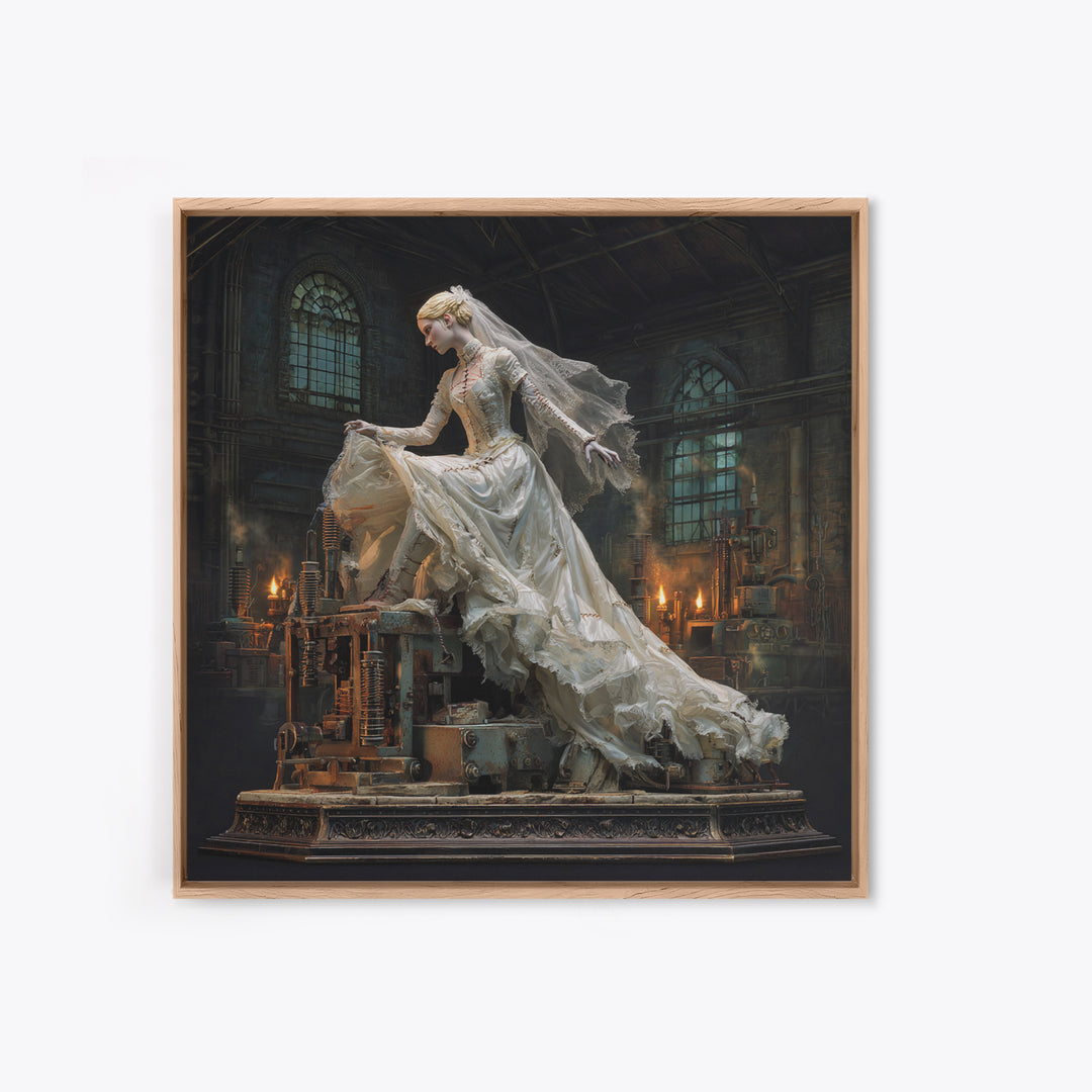 The Stitched Bride Of Thunder Hall, Square Wall Art, Macabre Wall Art, Framed Canvas Print, Halloween Wall Decor, Gothic Home Decor