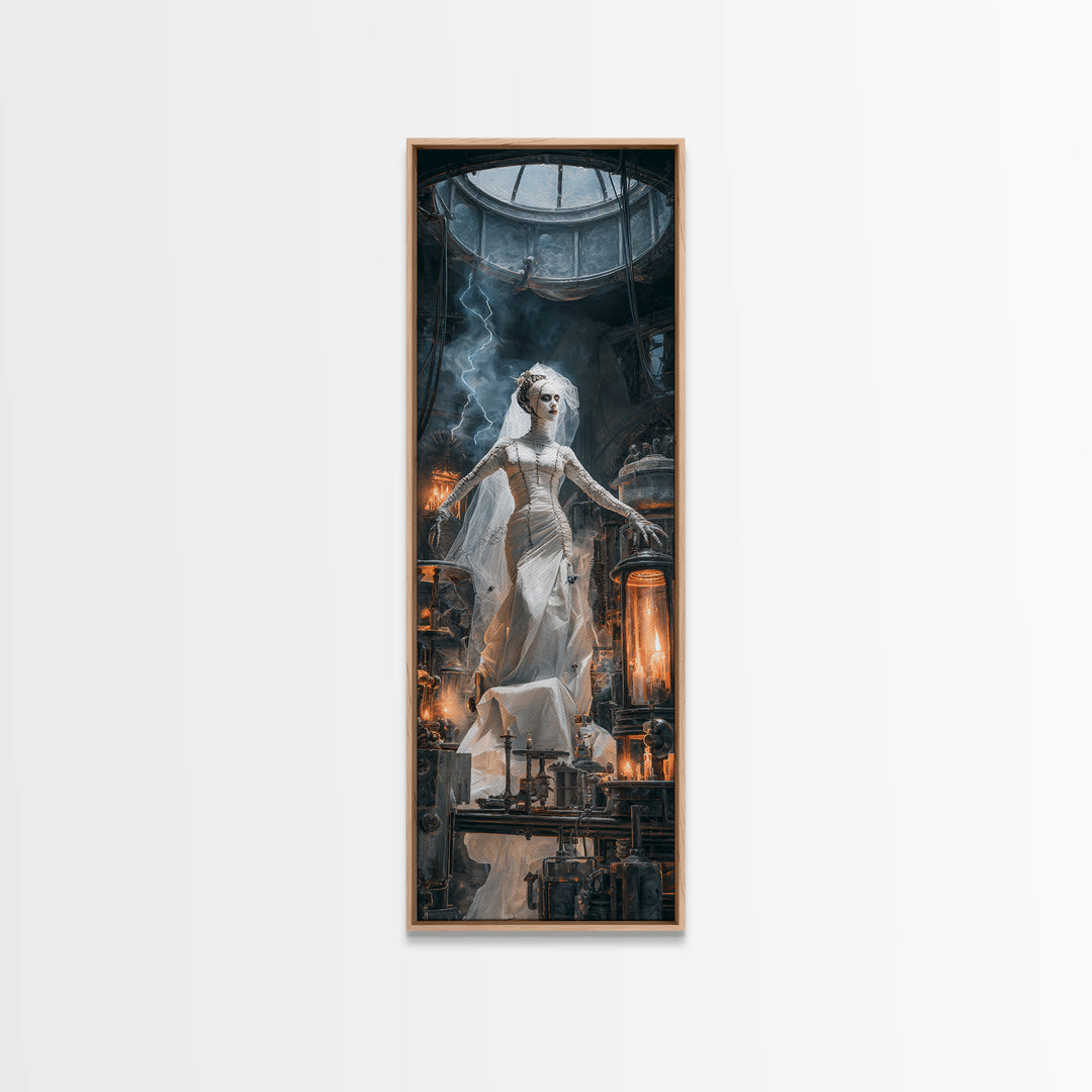 The Stitched Bride Of Thunder Hall, Tall Narrow Wall Art, Spooky Home Decor, Canvas Print, Halloween Wall Decor, Gothic Home Decor