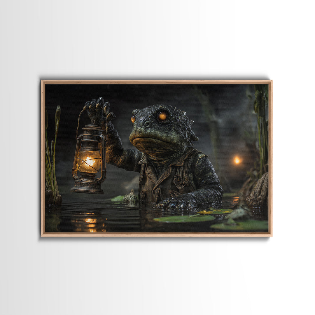 The Creature Of Lantern Lagoon, Landscape Wall Art, Dark Fantasy Wall Art, Canvas Print, Halloween Wall Decor, Gothic Home Decor