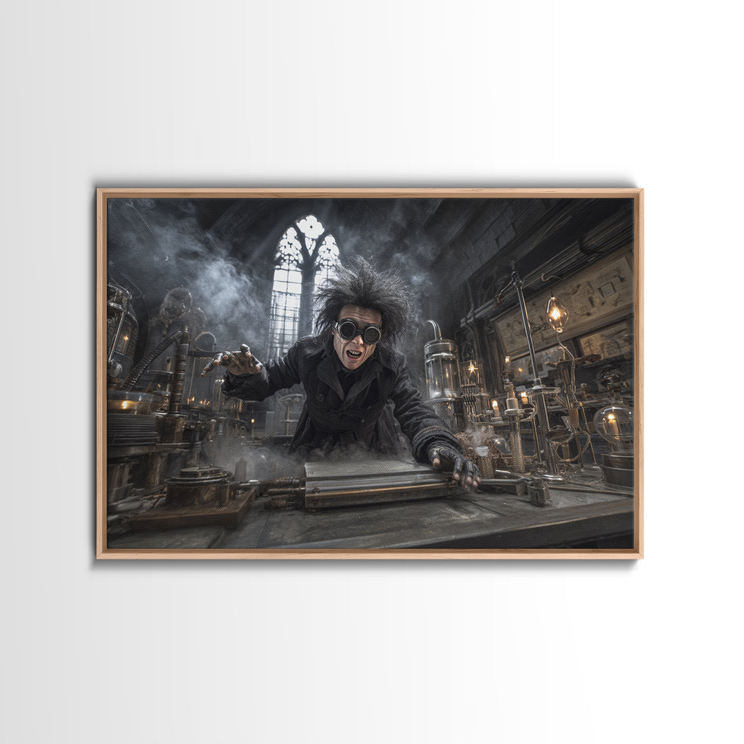 Doctor Vesper'S Resurrection Engine, Landscape Wall Art, Haunted Gothic Art, Framed Canvas Print, Halloween Wall Decor, Gothic Home Decor