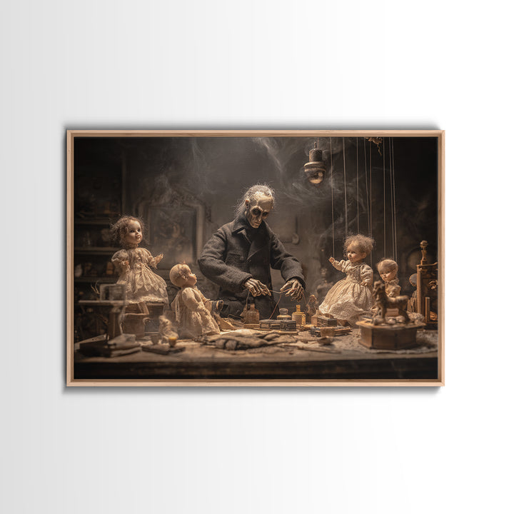 The Dollmaker Of Hollow Ward, Landscape Wall Art, Macabre Wall Art, Framed Canvas Print, Halloween Wall Decor, Gothic Home Decor