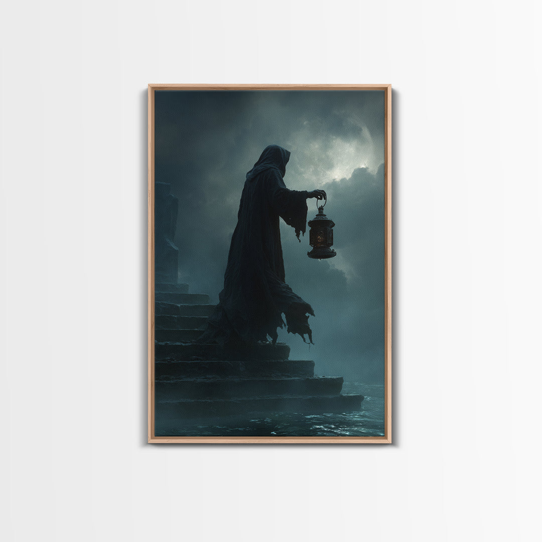 The Lantern-Bearer Of R’Lyeh, Vertical Wall Art, Macabre Wall Art, Canvas Print, Halloween Wall Decor, Gothic Home Decor, Halloween Wall Art