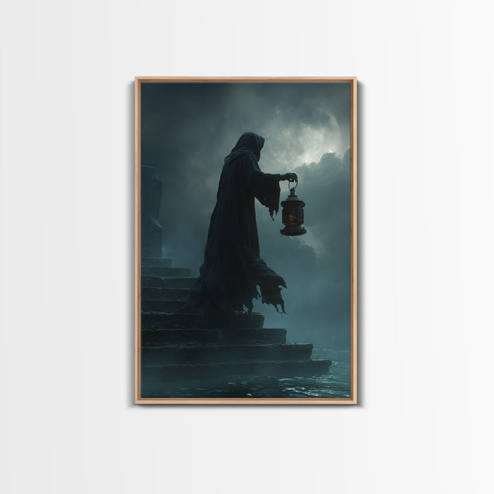 The Lantern-Bearer Of R’Lyeh, Vertical Wall Art, Macabre Wall Art, Canvas Print, Halloween Wall Decor, Gothic Home Decor, Halloween Wall Art
