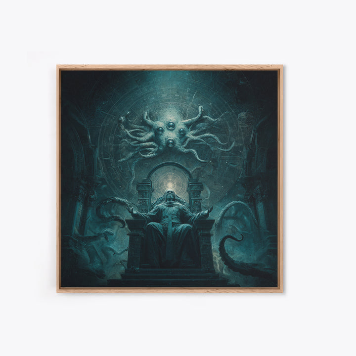 The Dreaming Priest Of The Outer Gate, Square Wall Art, Spooky Home Decor, Framed Canvas Print, Halloween Wall Decor, Gothic Home Decor