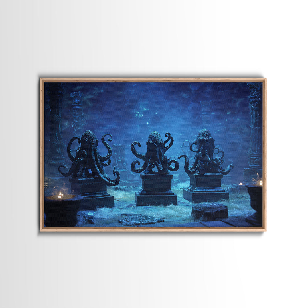 The Choir Of Deepwater Acolytes, Landscape Wall Art, Dark Fantasy Wall Art, Canvas Print, Halloween Wall Decor, Gothic Home Decor