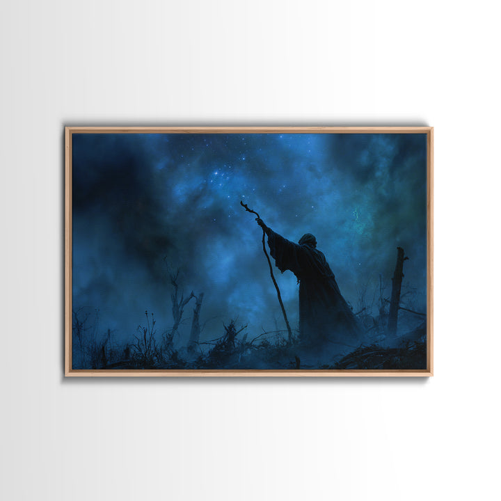 The Star-Seer Of Black Dunwich, Landscape Wall Art, Cosmic Horror Wall Art, Framed Canvas Print, Halloween Wall Decor, Gothic Home Decor