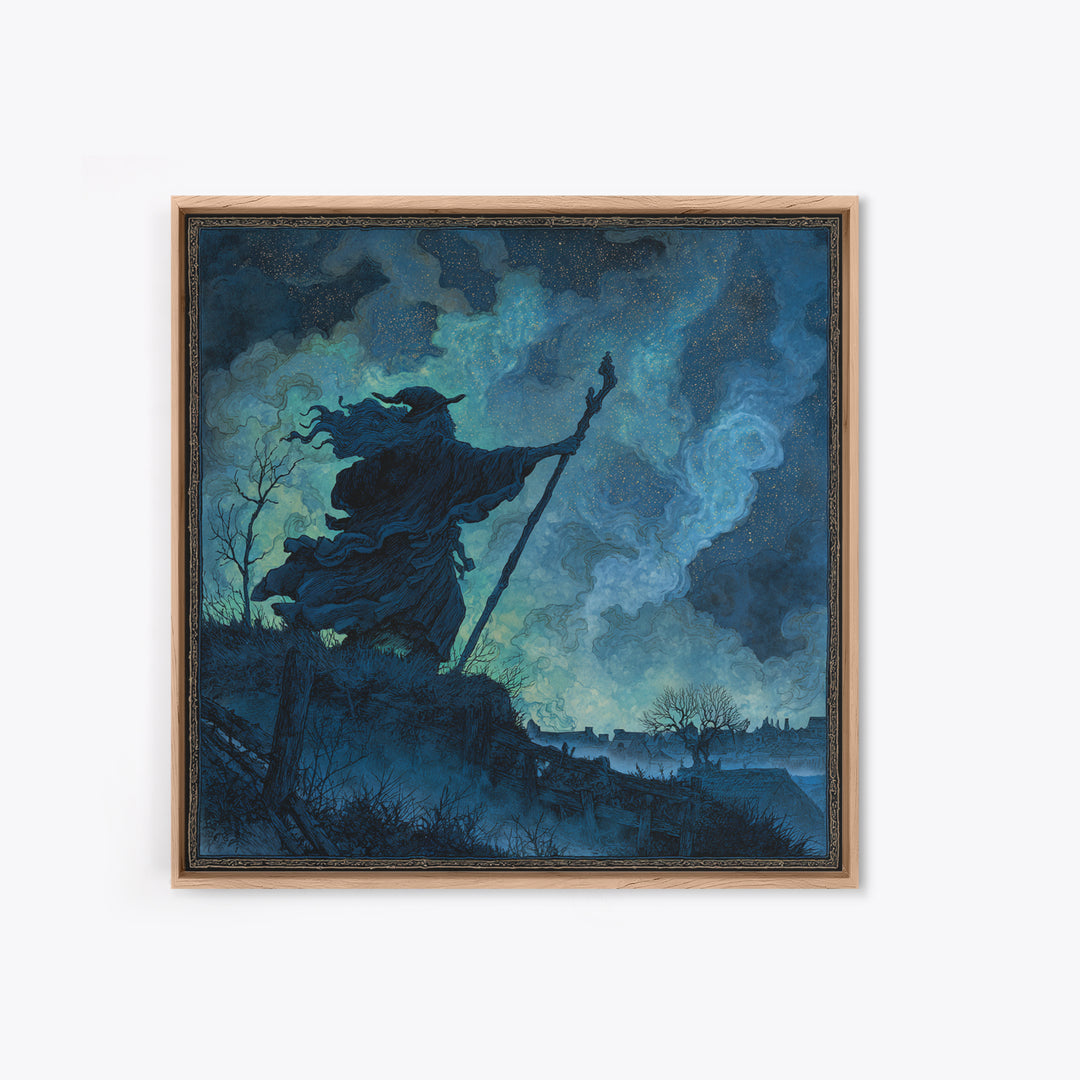 The Star-Seer Of Black Dunwich, Square Wall Art, Macabre Wall Art, Canvas Print, Halloween Wall Decor, Gothic Home Decor, Halloween Wall Art