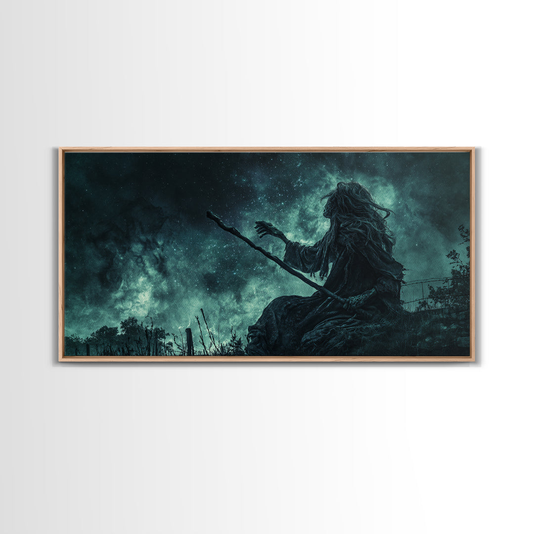 The Star-Seer Of Black Dunwich, Wide Panoramic Art, Eldritch Gothic Decor, Canvas Print, Halloween Wall Decor, Gothic Home Decor