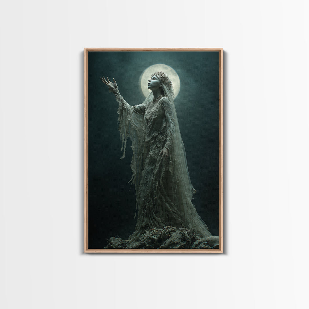 The Bride Of The Abyssal Moon, Vertical Wall Art, Dark Fantasy Wall Art, Canvas Print, Halloween Wall Decor, Gothic Home Decor
