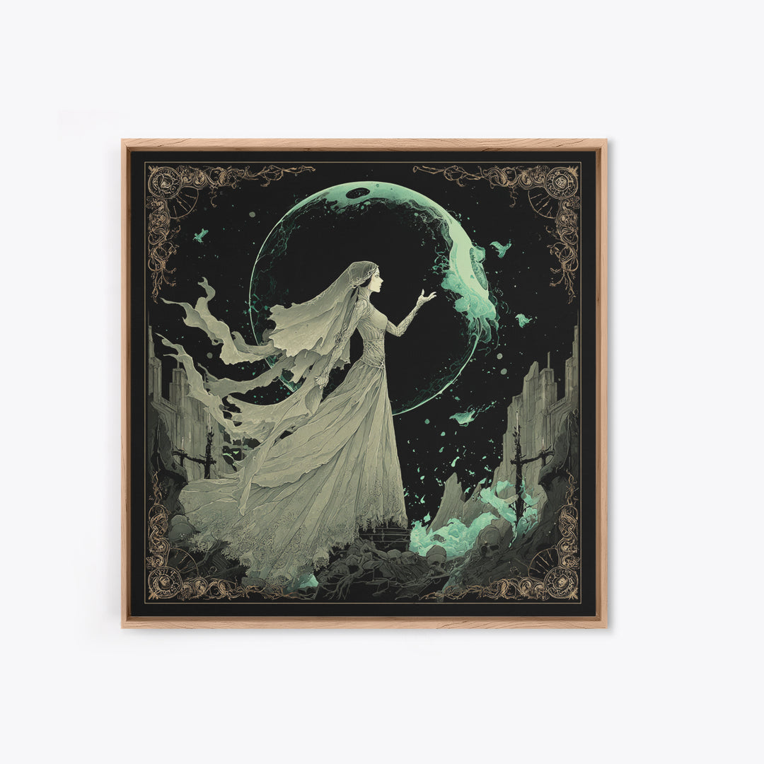 The Bride Of The Abyssal Moon, Square Wall Art, Dark Fantasy Wall Art, Canvas Print, Halloween Wall Decor, Gothic Home Decor