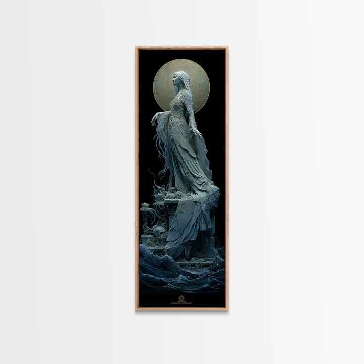 The Bride Of The Abyssal Moon, Tall Narrow Wall Art, Dark Fantasy Wall Art, Framed Canvas Print, Halloween Wall Decor, Gothic Home Decor