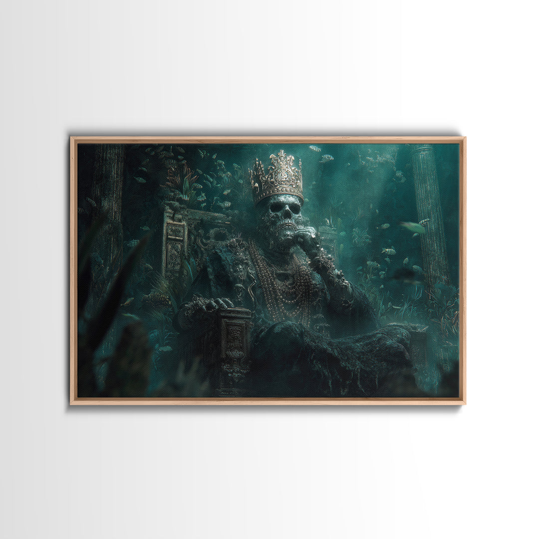 The Watcher In The Coral Throne, Landscape Wall Art, Eldritch Gothic Decor, Canvas Print, Halloween Wall Decor, Gothic Home Decor