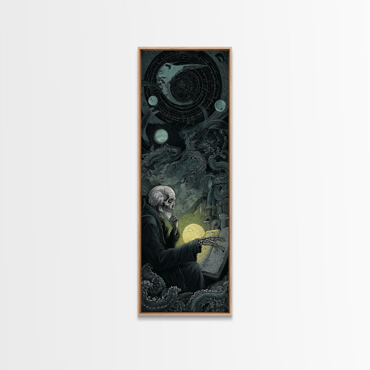 The Astronomer Of The Hollow Sky, Tall Narrow Wall Art, Haunted Gothic Art, Canvas Print, Halloween Wall Decor, Gothic Home Decor