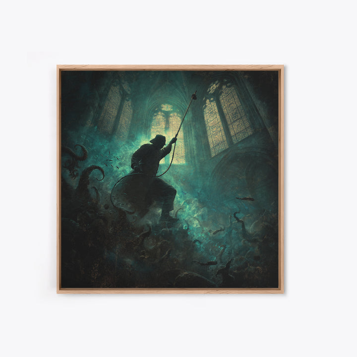 The Bellringer Of The Sunken Cathedral, Square Wall Art, Spooky Home Decor, Framed Canvas Print, Halloween Wall Decor, Gothic Home Decor