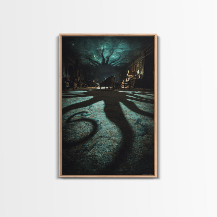 The Crawler Beneath The Floor Of Stars, Vertical Wall Art, Gothic Horror Wall Art, Canvas Print, Halloween Wall Decor, Gothic Home Decor