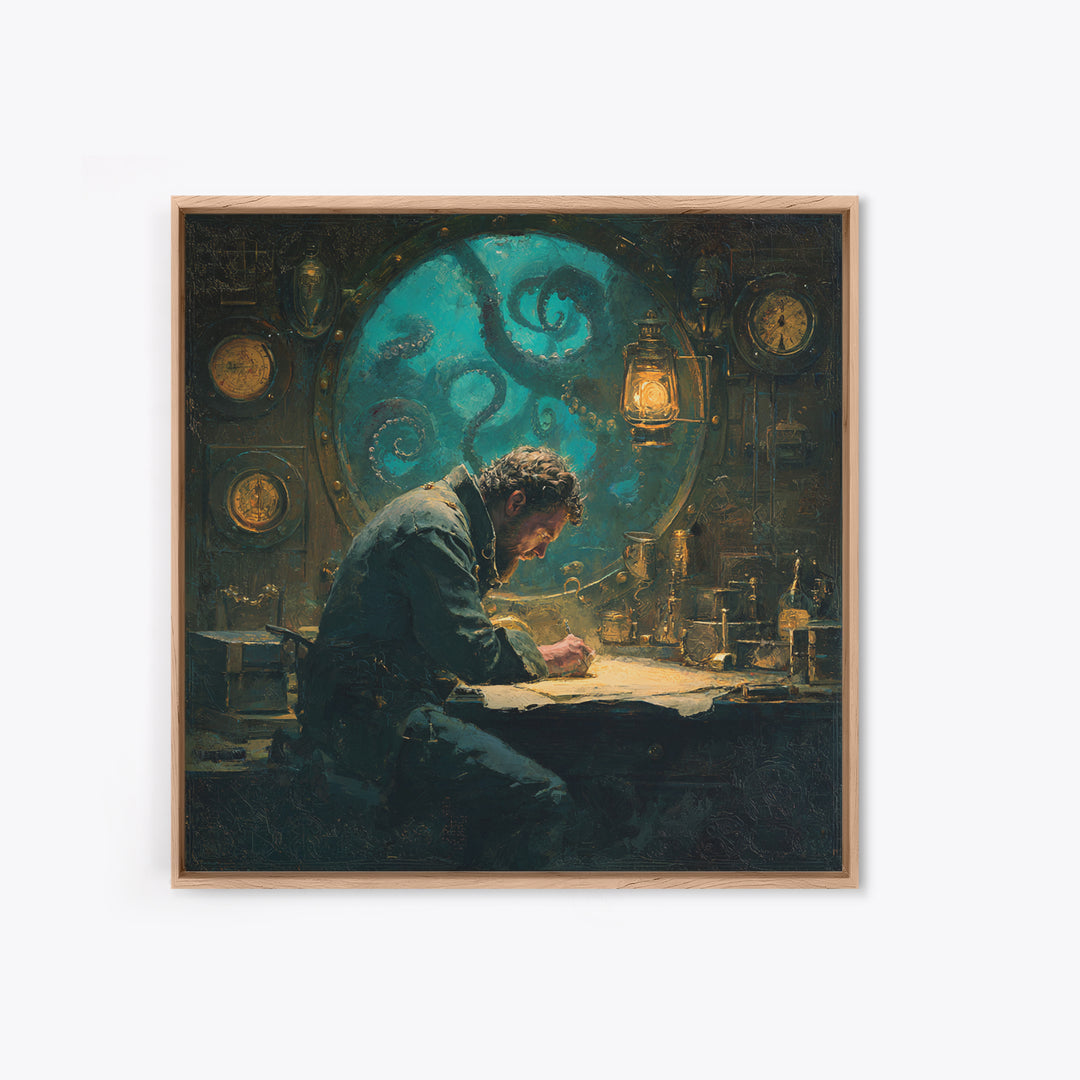 The Mapmaker Of Impossible Shores, Square Wall Art, Cosmic Horror Wall Art, Canvas Print, Halloween Wall Decor, Gothic Home Decor