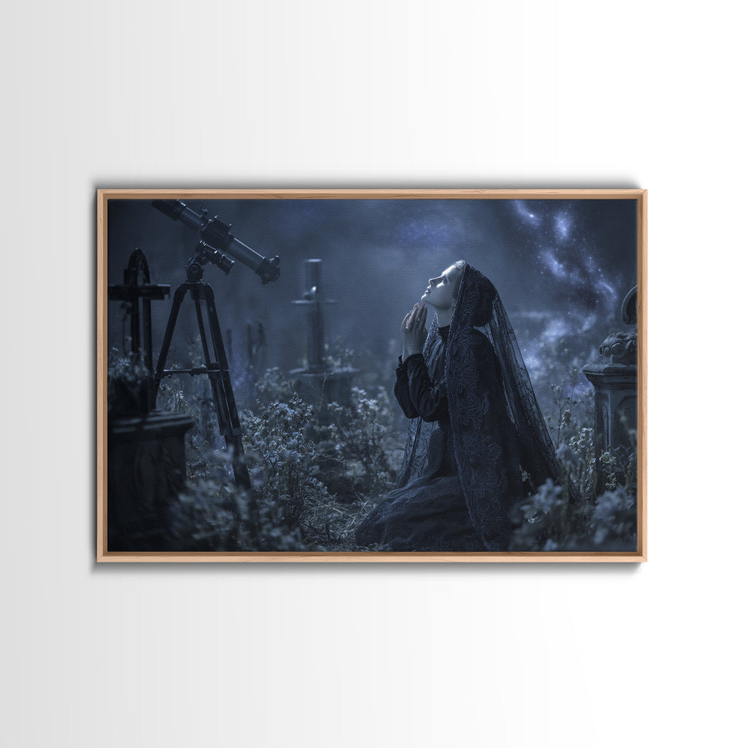 The Widow Of The Whispering Comet, Landscape Wall Art, Lovecraftian Horror Art, Canvas Print, Halloween Wall Decor, Gothic Home Decor