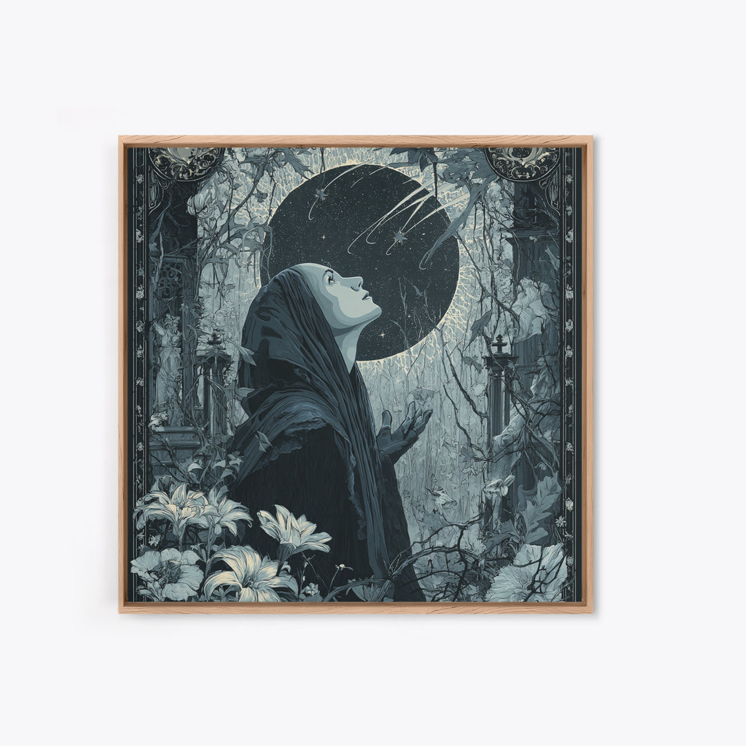 The Widow Of The Whispering Comet, Square Wall Art, Haunted Gothic Art, Canvas Print, Halloween Wall Decor, Gothic Home Decor