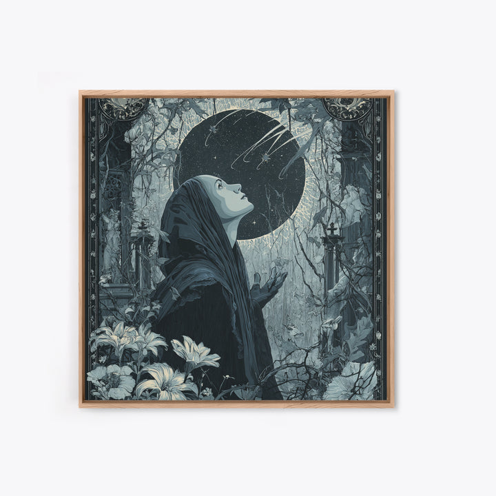 The Widow Of The Whispering Comet, Square Wall Art, Haunted Gothic Art, Canvas Print, Halloween Wall Decor, Gothic Home Decor