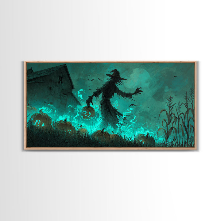 The Harvest Of The Eldritch Field, Wide Panoramic Art, Eldritch Gothic Decor, Framed Canvas Print, Halloween Wall Decor, Gothic Home Decor