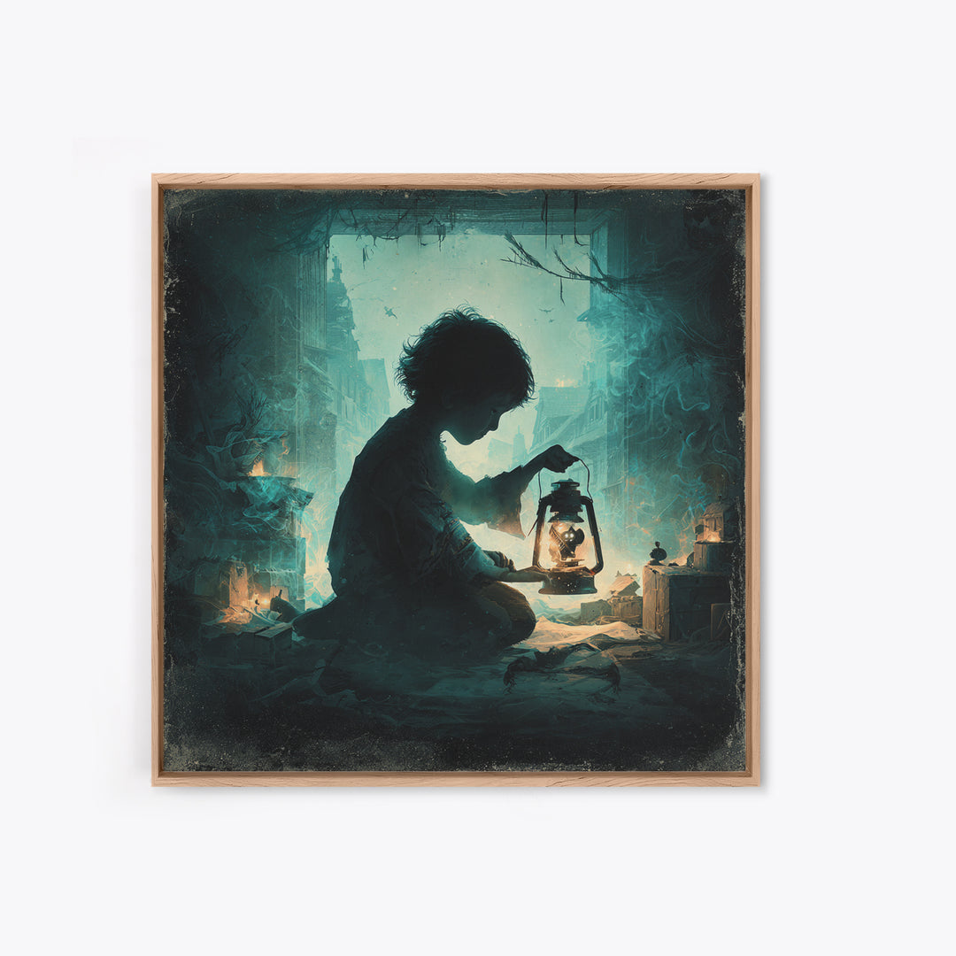 The Child Who Caught A Moon-Spawn, Square Wall Art, Eldritch Gothic Decor, Canvas Print, Halloween Wall Decor, Gothic Home Decor