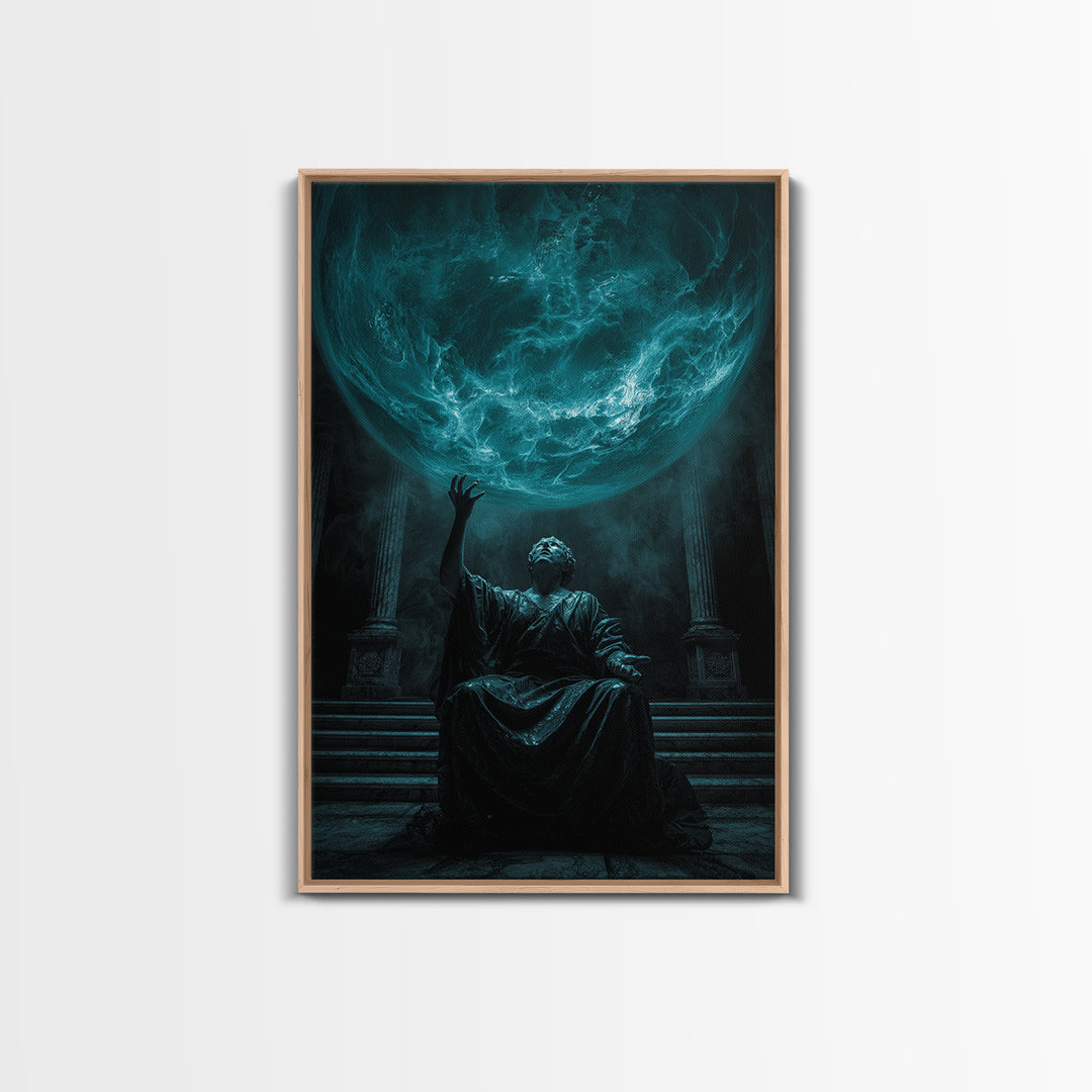 The Oracle Of The Glass Depths, Vertical Wall Art, Dark Fantasy Wall Art, Framed Canvas Print, Halloween Wall Decor, Gothic Home Decor