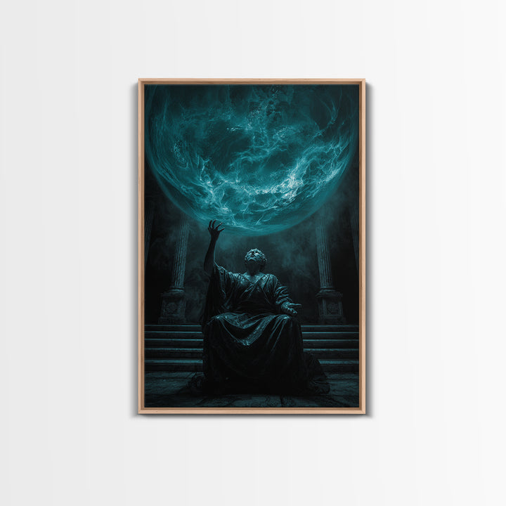 The Oracle Of The Glass Depths, Vertical Wall Art, Dark Fantasy Wall Art, Framed Canvas Print, Halloween Wall Decor, Gothic Home Decor