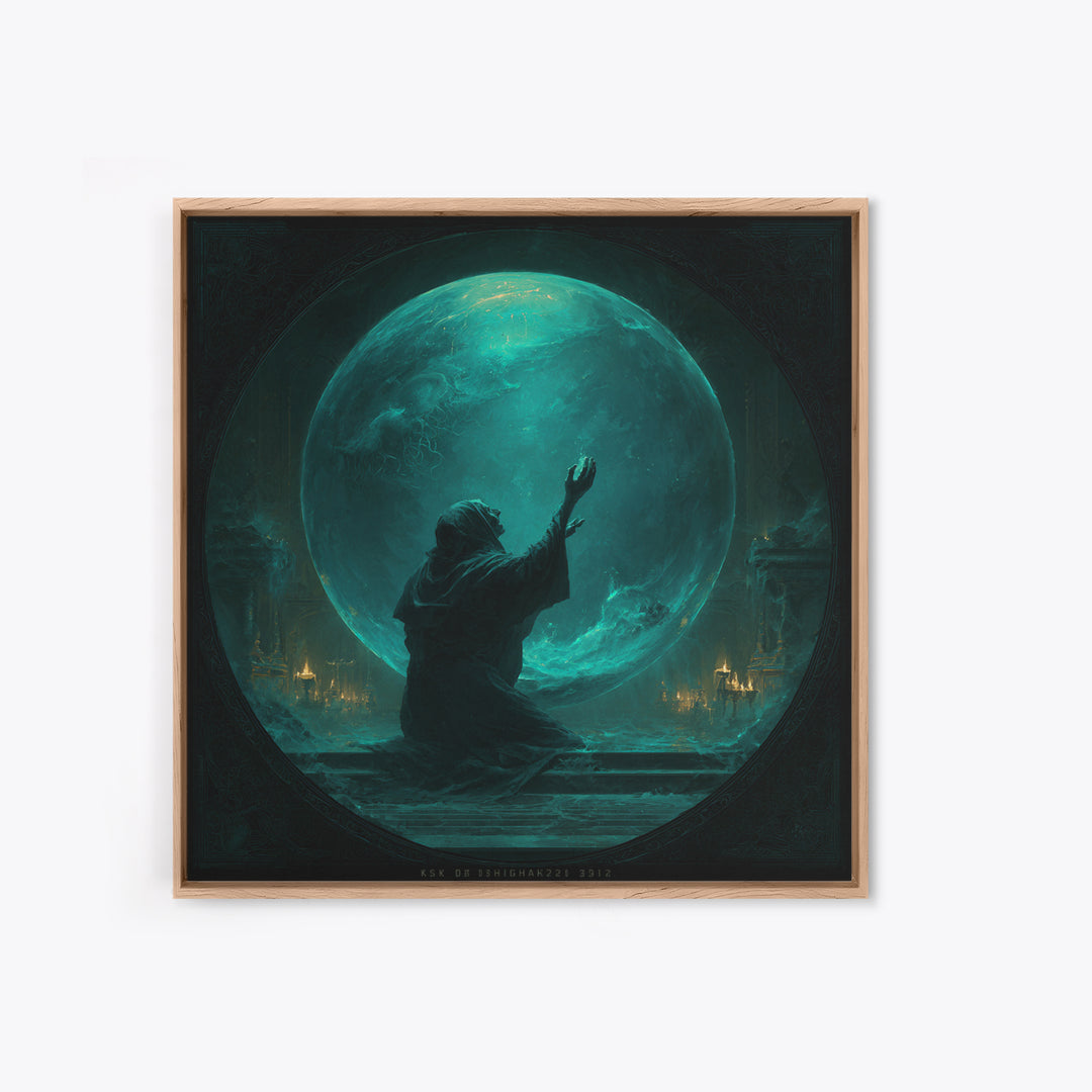 The Oracle Of The Glass Depths, Square Wall Art, Lovecraftian Horror Art, Framed Canvas Print, Halloween Wall Decor, Gothic Home Decor