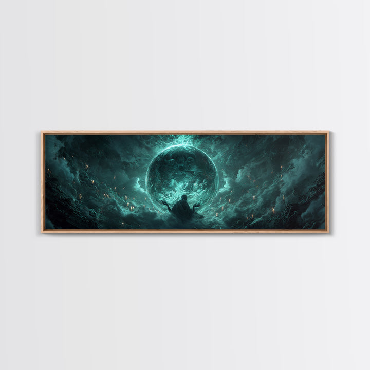 The Oracle Of The Glass Depths, Extra Wide Wall Art, Haunted Gothic Art, Framed Canvas Print, Halloween Wall Decor, Gothic Home Decor