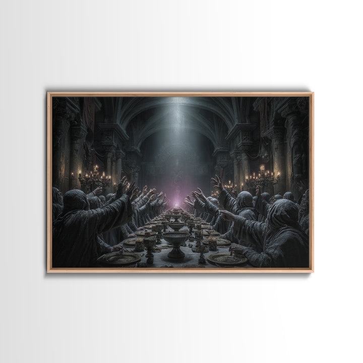 The Feast Of The Pale Cult, Landscape Wall Art, Macabre Wall Art, Framed Canvas Print, Halloween Wall Decor, Gothic Home Decor