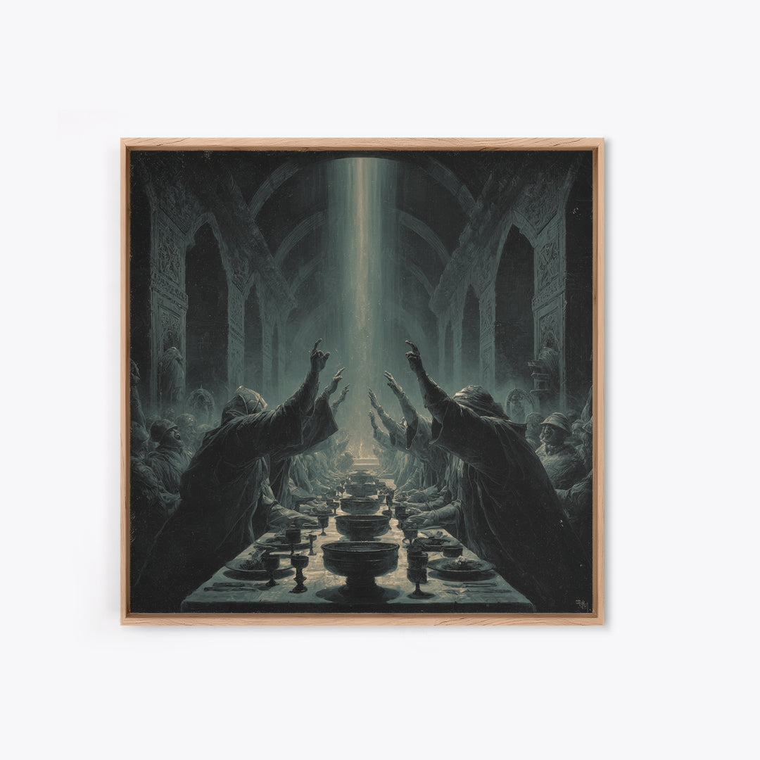 The Feast Of The Pale Cult, Square Wall Art, Macabre Wall Art, Canvas Print, Halloween Wall Decor, Gothic Home Decor, Halloween Decor