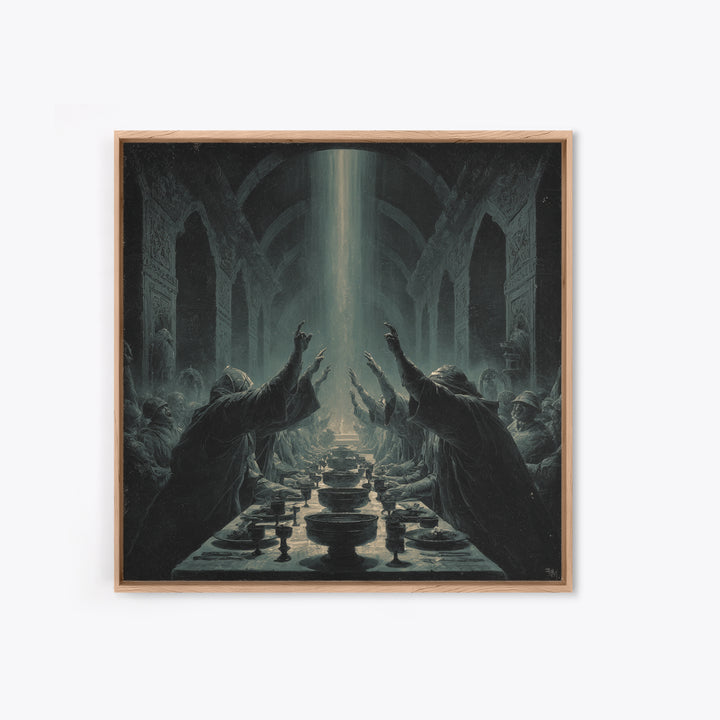 The Feast Of The Pale Cult, Square Wall Art, Macabre Wall Art, Canvas Print, Halloween Wall Decor, Gothic Home Decor, Halloween Decor