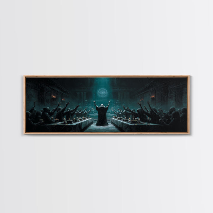 The Feast Of The Pale Cult, Extra Wide Wall Art, Dark Fantasy Wall Art, Framed Canvas Print, Halloween Wall Decor, Gothic Home Decor