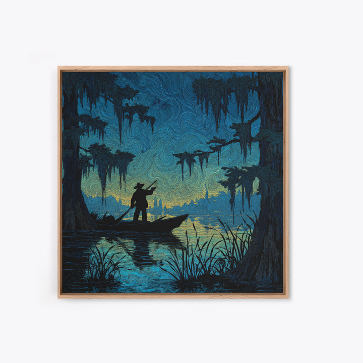 The Ferryman Of The Outer Marsh, Square Wall Art, Lovecraftian Horror Art, Framed Canvas Print, Halloween Wall Decor, Gothic Home Decor
