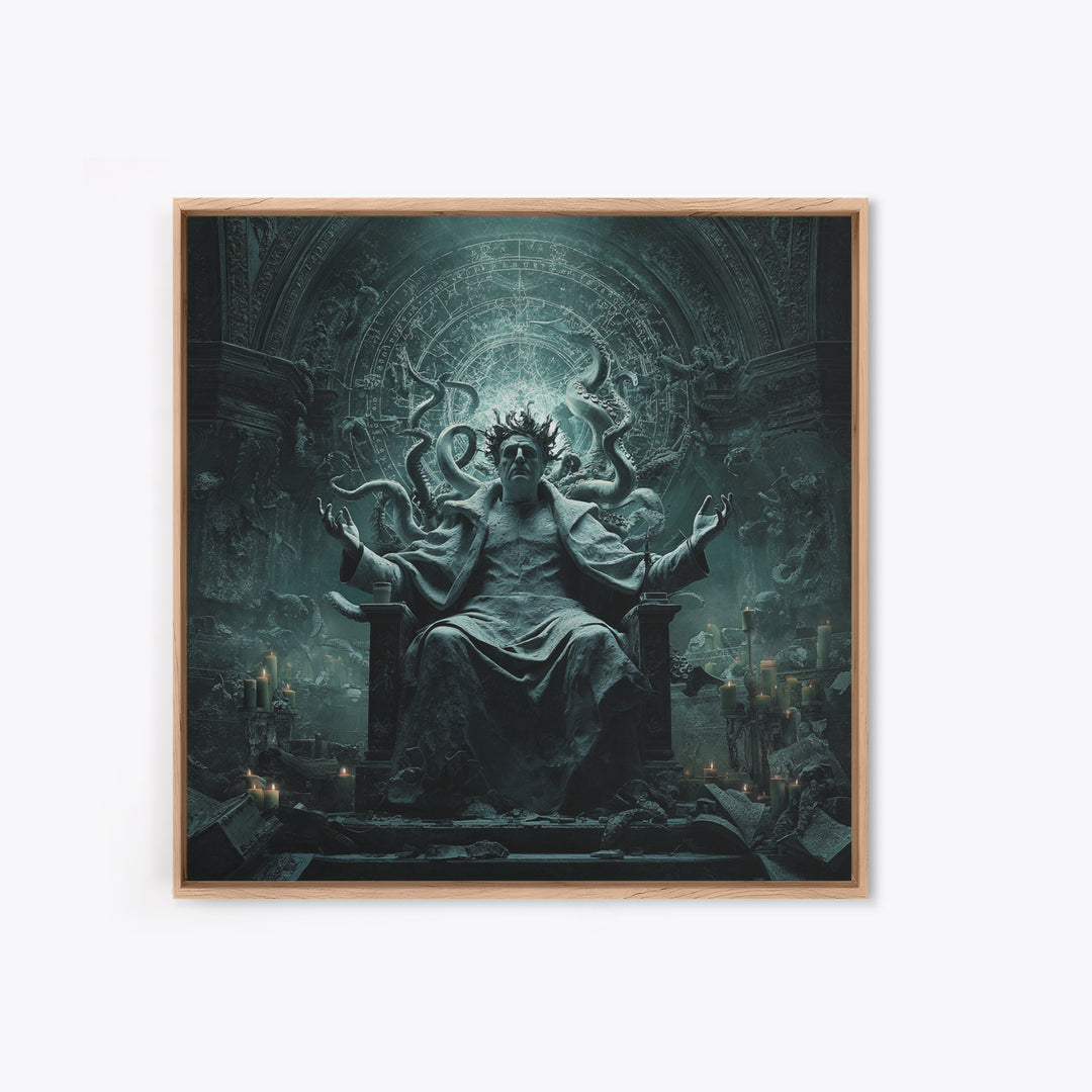 The Crown Of The Tentacled Saint, Square Wall Art, Dark Halloween Decor, Framed Canvas Print, Halloween Wall Decor, Gothic Home Decor
