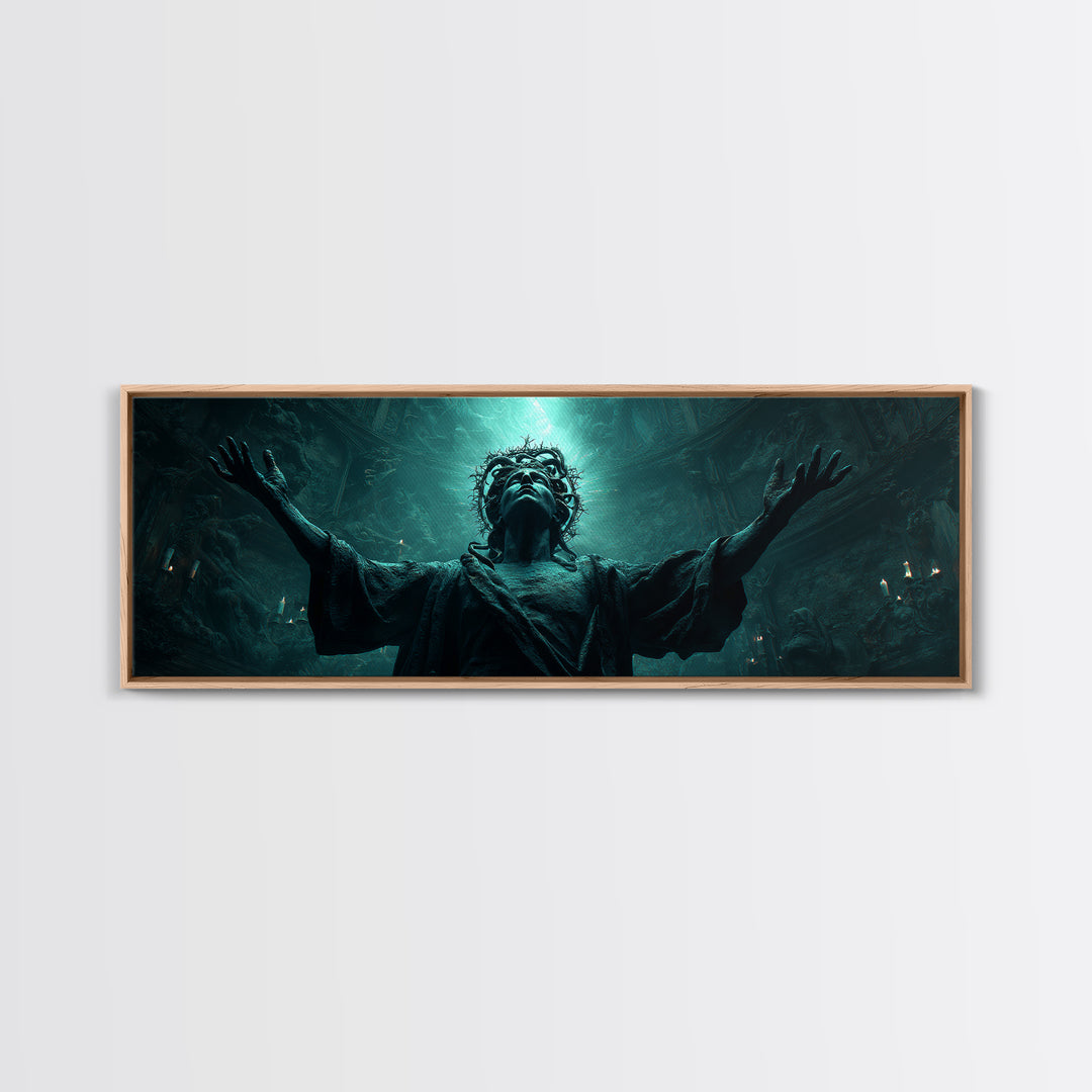 The Crown Of The Tentacled Saint, Extra Wide Wall Art, Dark Fantasy Wall Art, Canvas Print, Halloween Wall Decor, Gothic Home Decor