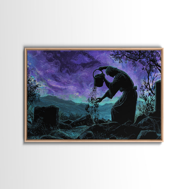 The Grave Gardener Of Yuggoth, Landscape Wall Art, Macabre Wall Art, Canvas Print, Halloween Wall Decor, Gothic Home Decor, Halloween Decor
