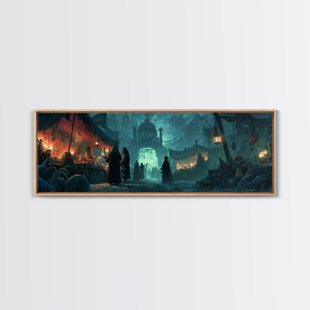 The Lantern Market Beyond The Veil, Extra Wide Wall Art, Macabre Wall Art, Canvas Print, Halloween Wall Decor, Gothic Home Decor